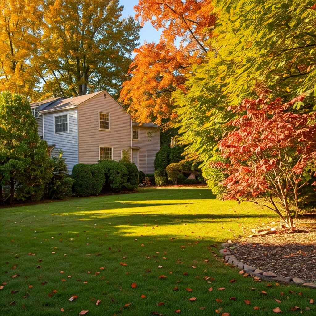 residential lawn in autumn